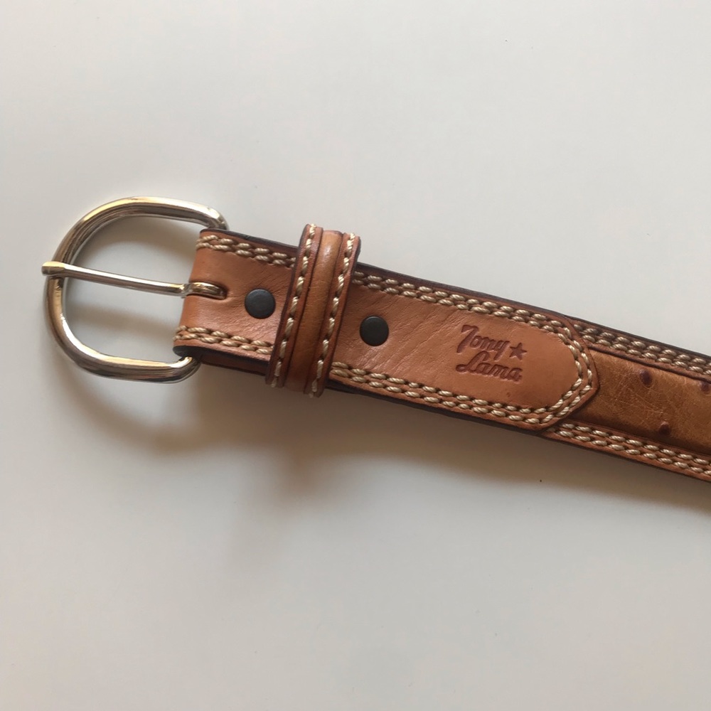 Men's Tony Lama ostrich leather belt